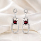 Marvel Silver red stone silver necklace set with matching earrings for women