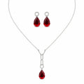 Marvel Silver red teardrop silver necklace set with matching earrings for women