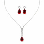 Marvel Silver red teardrop silver necklace set with matching earrings for women