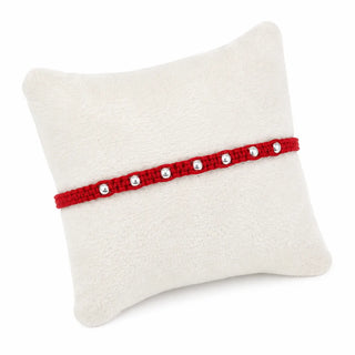 Silver Red Thread Bead Rakhi for Brother