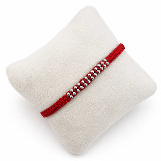 Silver Red Thread Double Bead Rakhi for Brother