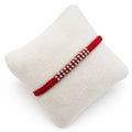 Marvel Silver red thread double bead rakhi for brother with polished silver-tone bead detailing