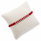Marvel Silver red thread multi bead rakhi for brother with polished silver-tone bead cluster detailing