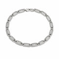 Marvel Silver ribbed link chain bracelet for men with polished silver finish