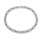 Marvel Silver ribbed link chain bracelet for men with polished silver finish