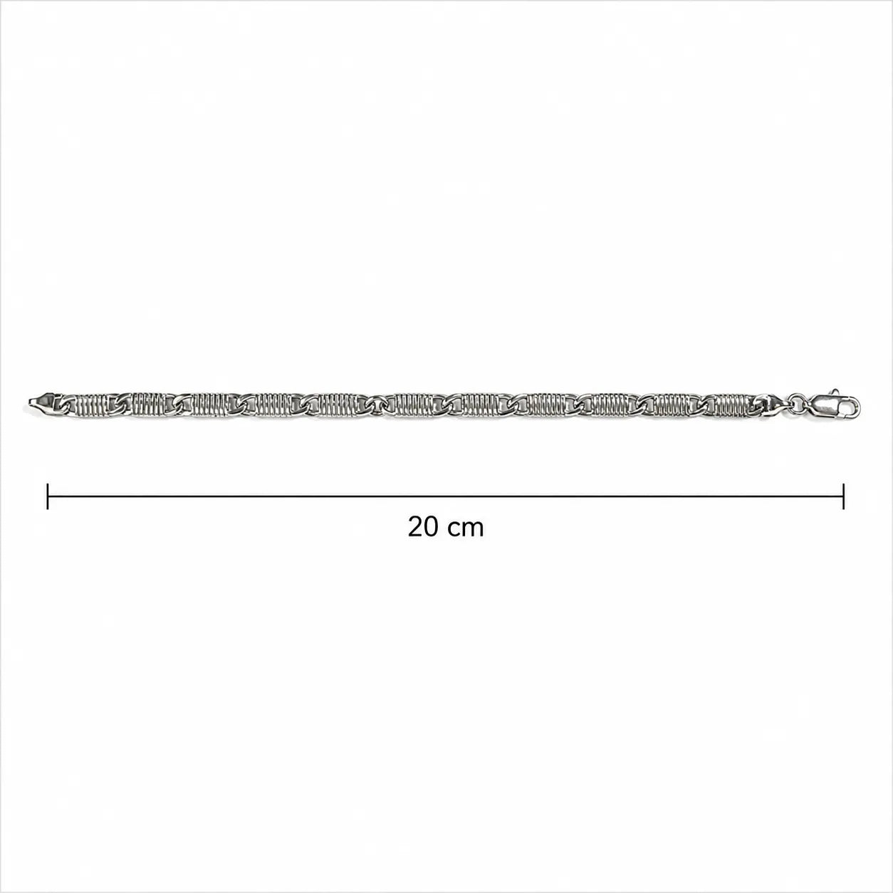 Marvel Silver ribbed link chain bracelet for men with polished silver finish