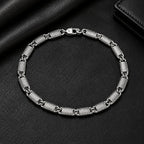 Marvel Silver ribbed link chain bracelet for men with polished silver finish