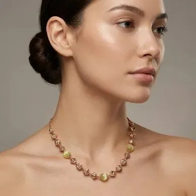 Marvel Silver Green Bead Necklace