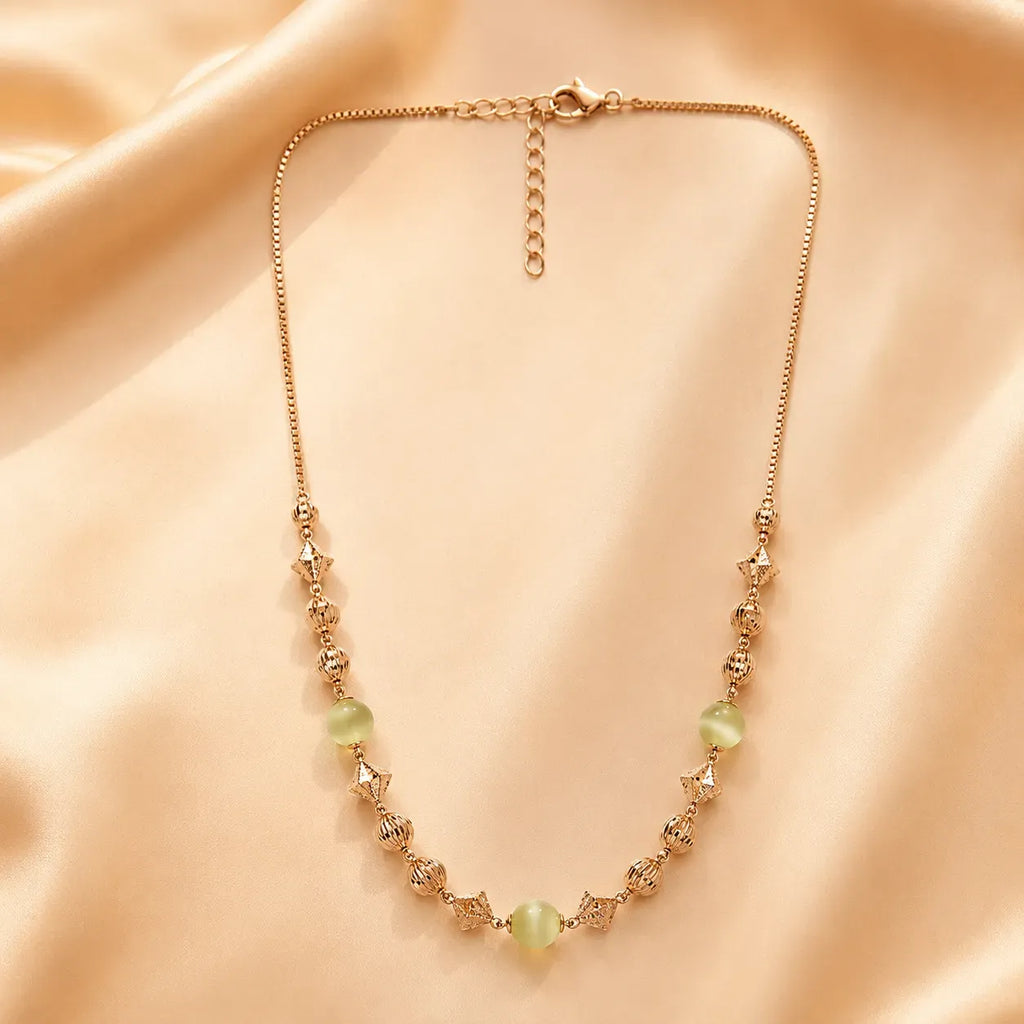 Marvel Silver Green Bead Necklace