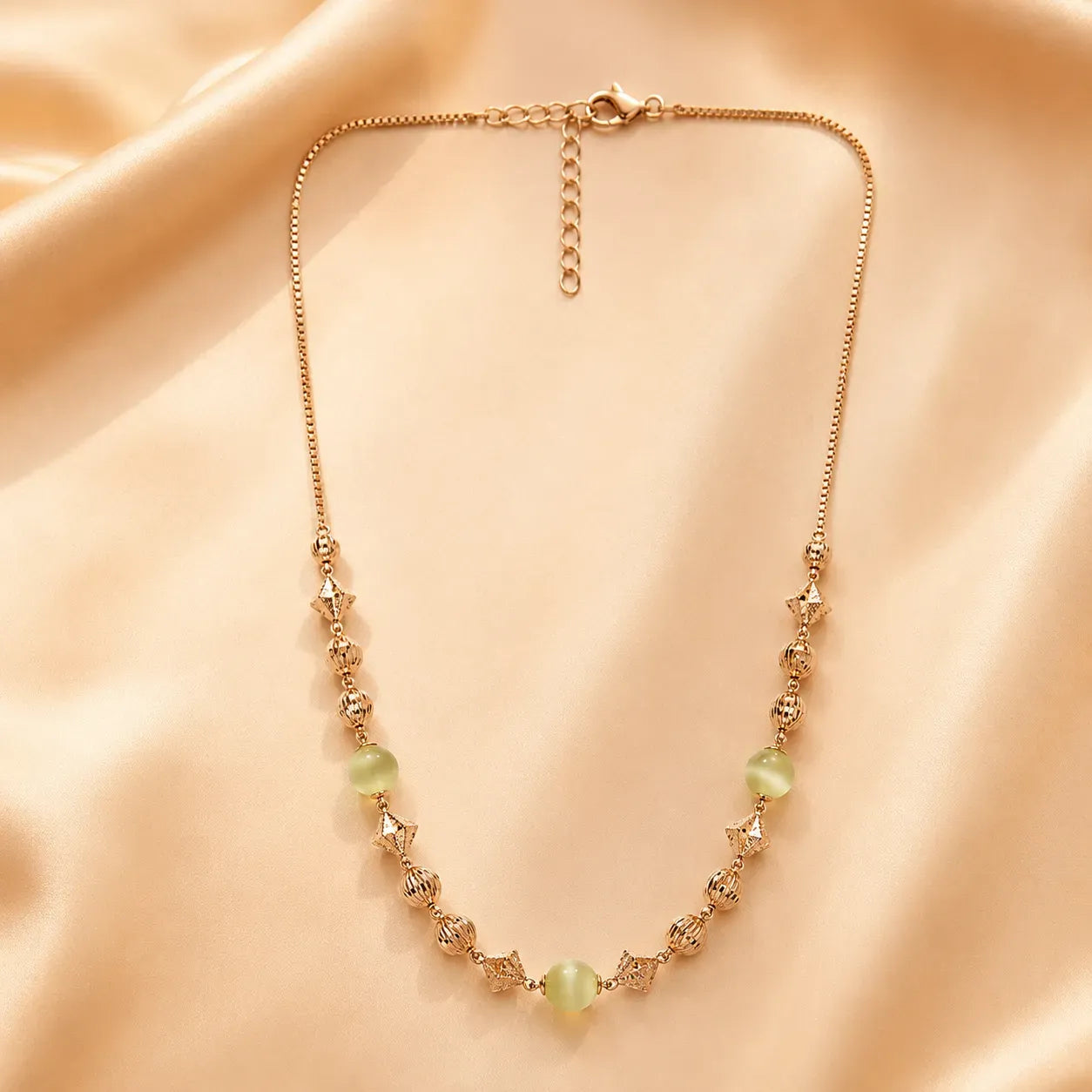 Marvel Silver Green Bead Necklace