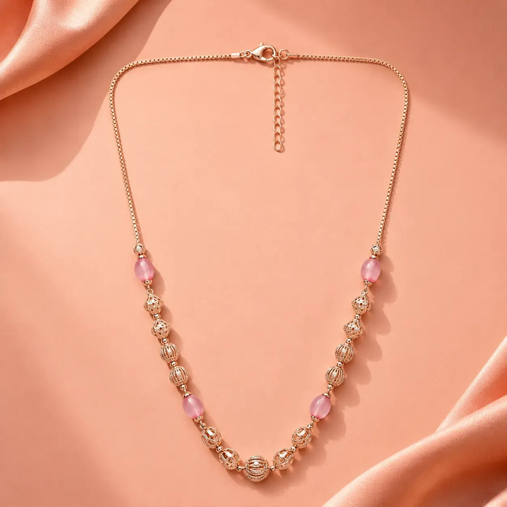 Marvel Silver Pink Bead Necklace