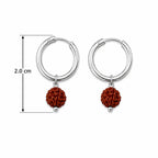 Marvel Silver Rudraksha Silver Hoop Bali Earrings for Boys with Hinged Lock on White Background