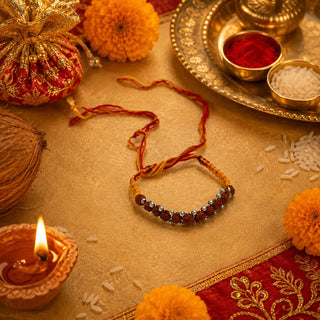 Silver Rudraksha Bead Rakhi for Brother