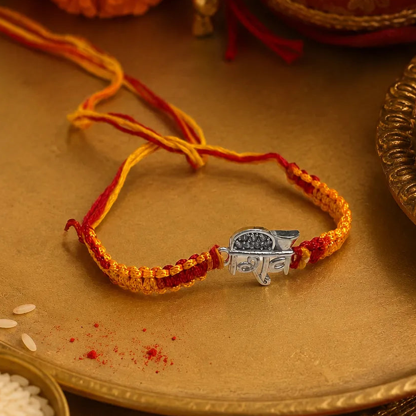 Silver Shiv Rakhi for Brother