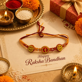 Silver Smiley Face Designer Rakhi