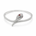 Marvel Silver snake design silver kada for girls with red and white stones
