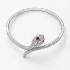 Marvel Silver snake design silver kada for girls with red and white stones