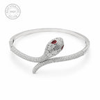 Marvel Silver snake design silver kada for girls with red and white stones
