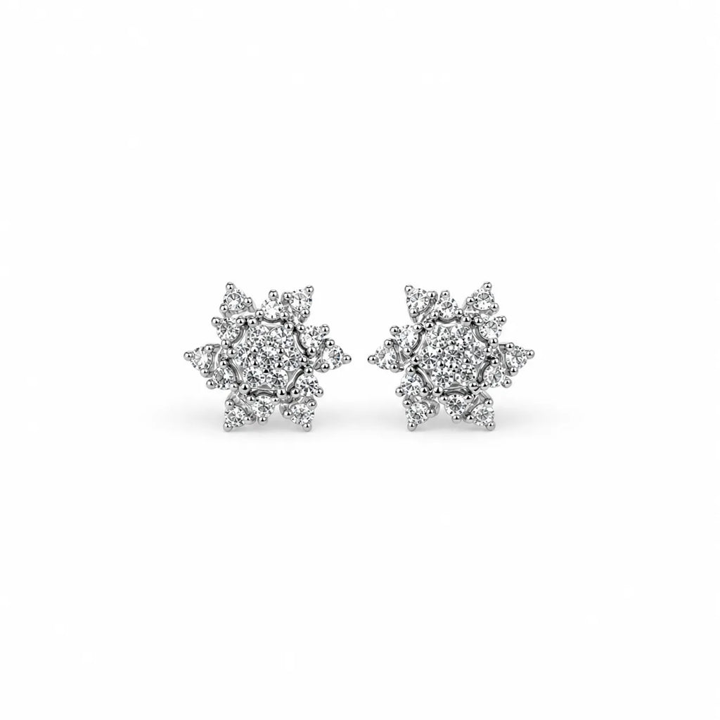 Marvel Silver snowflake crystal silver stud earrings for girls with 1.5 cm size