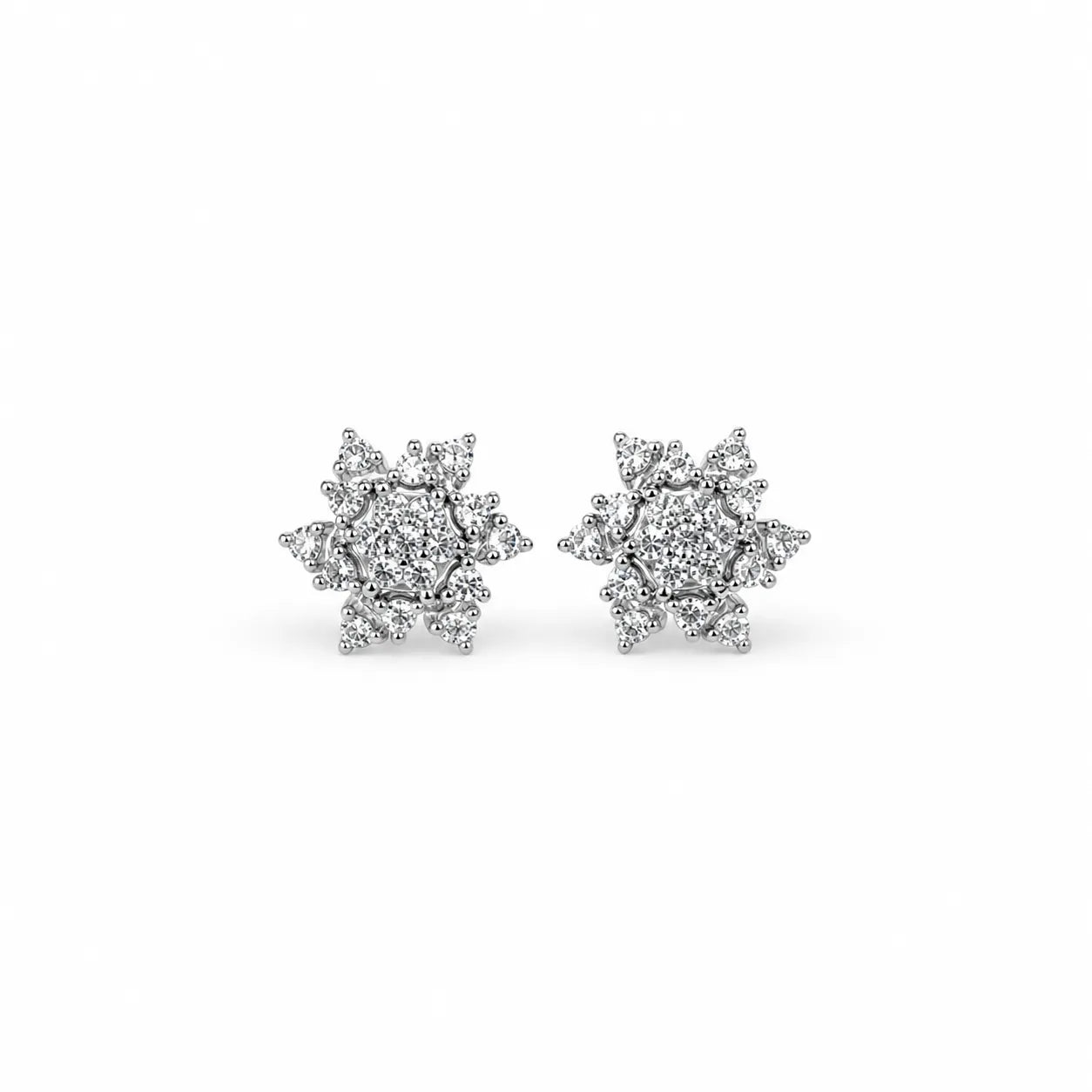 Marvel Silver snowflake crystal silver stud earrings for girls with 1.5 cm size