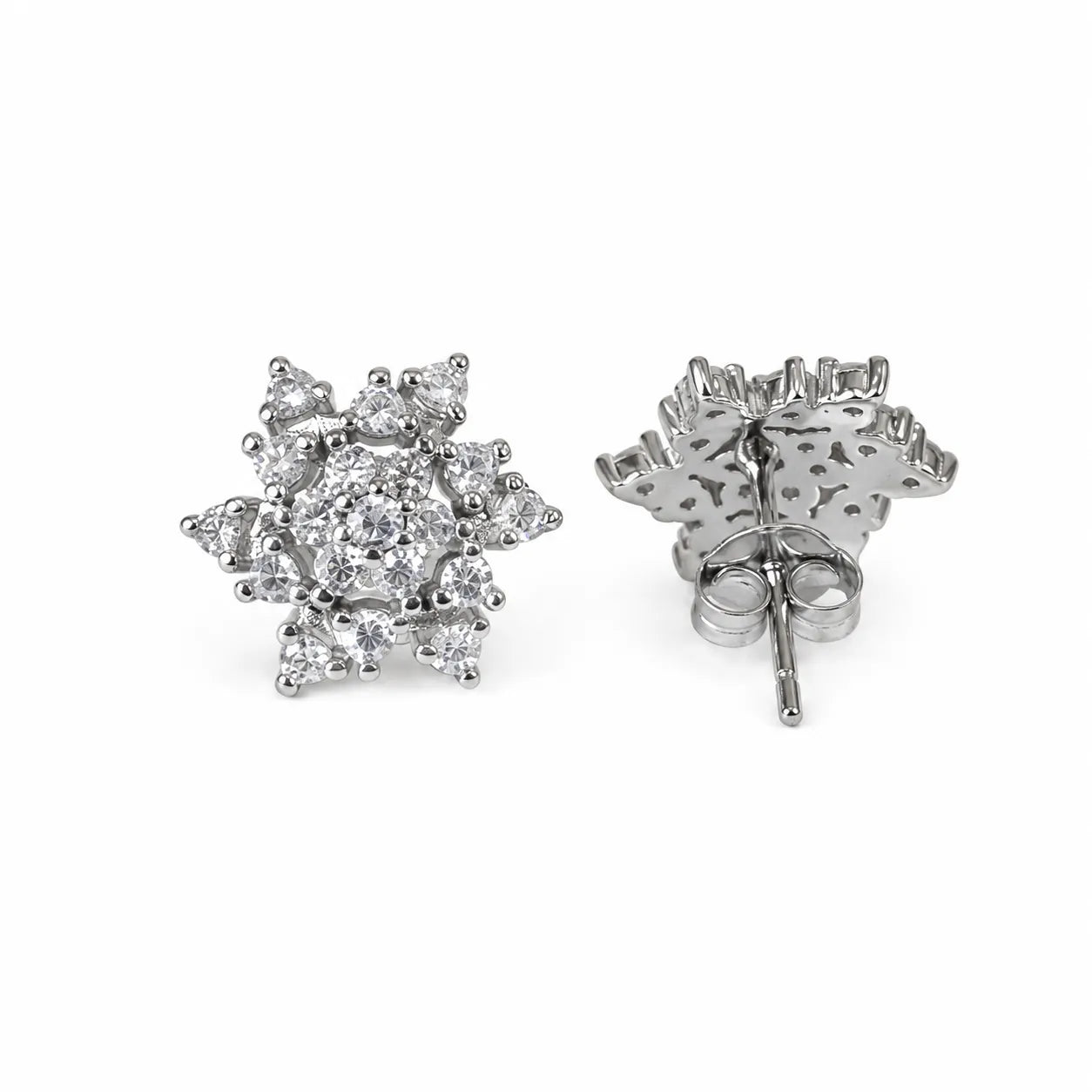 Marvel Silver snowflake crystal silver stud earrings for girls with 1.5 cm size