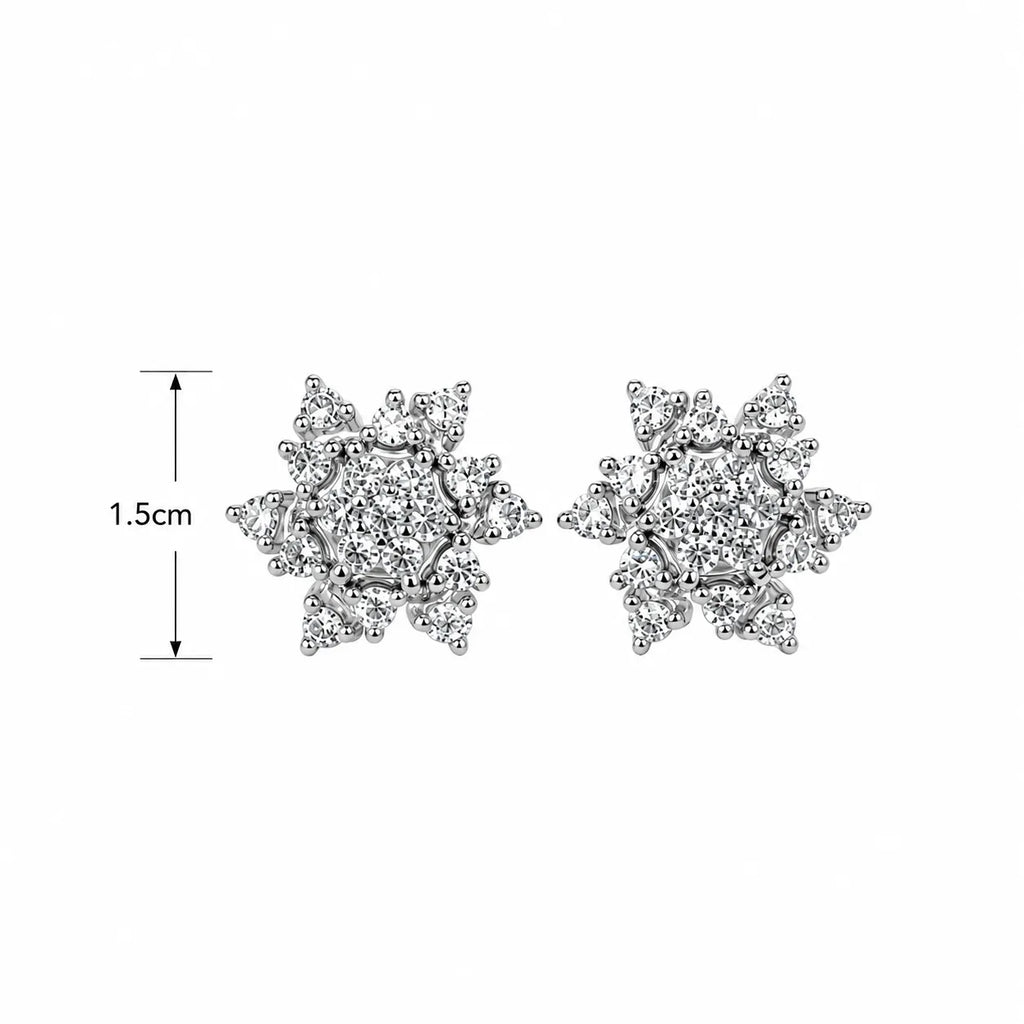 Marvel Silver snowflake crystal silver stud earrings for girls with 1.5 cm size