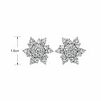 Marvel Silver snowflake crystal silver stud earrings for girls with 1.5 cm size