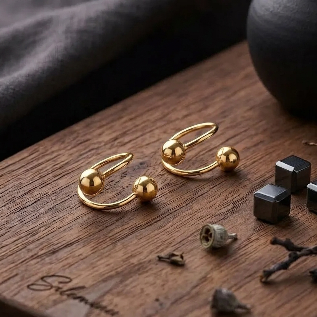 Silver Spiral Ball Earrings
