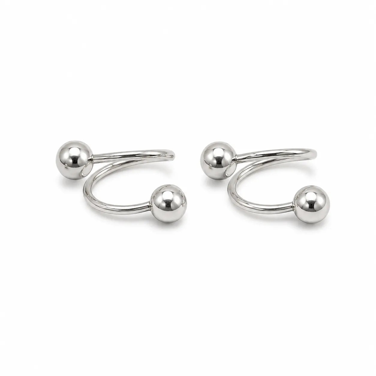 Marvel Silver 925 sterling silver spiral ball earrings featuring a modern open wrap design with polished silver ball accents for women and girls.