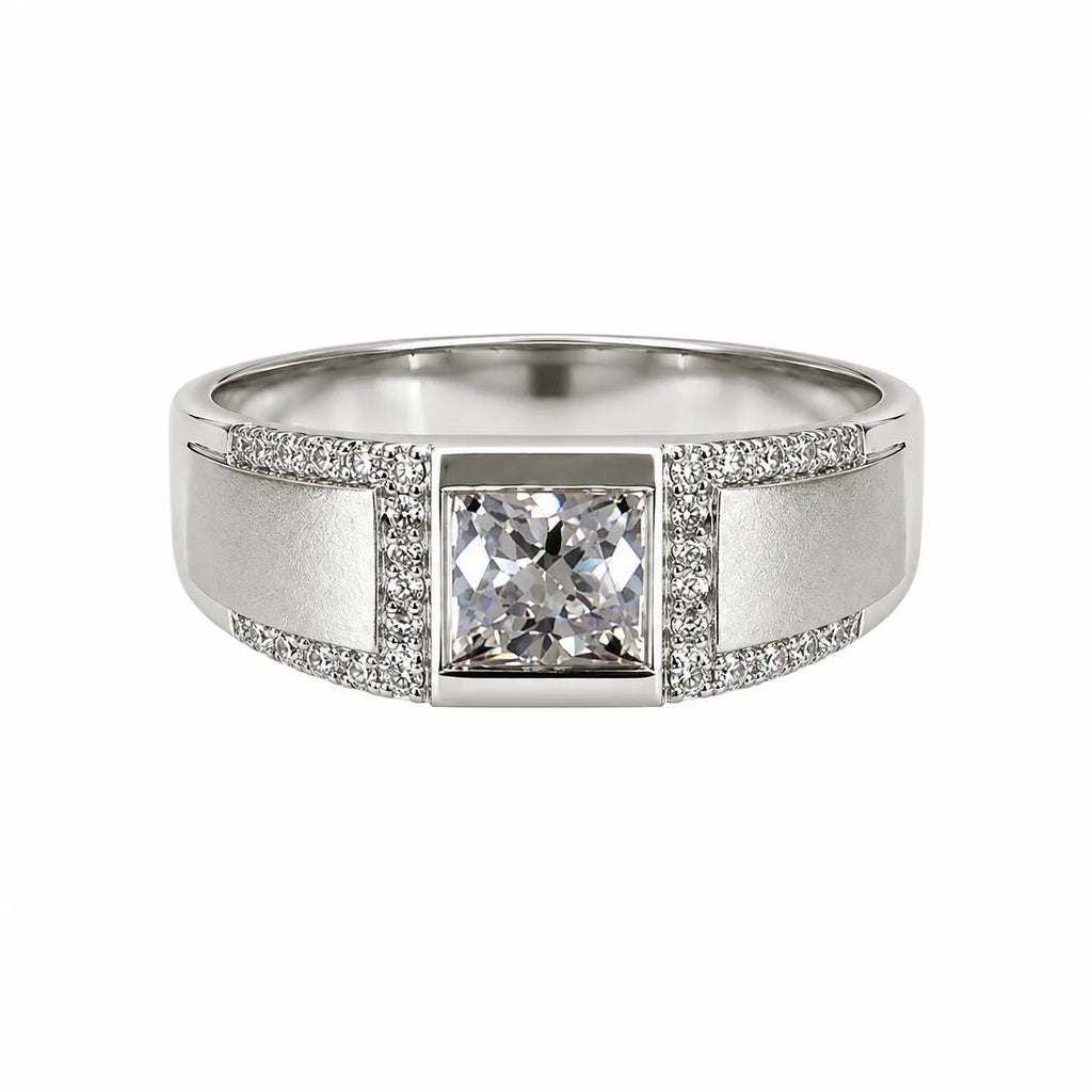 Marvel Silver square solitaire stone silver ring for men with 2.3 cm size