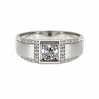 Marvel Silver square solitaire stone silver ring for men with 2.3 cm size