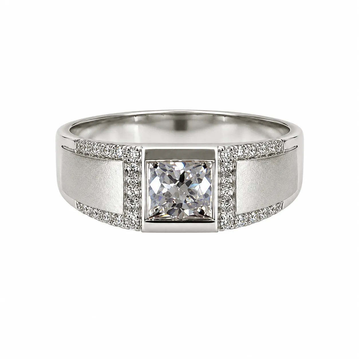 Marvel Silver square solitaire stone silver ring for men with 2.3 cm size
