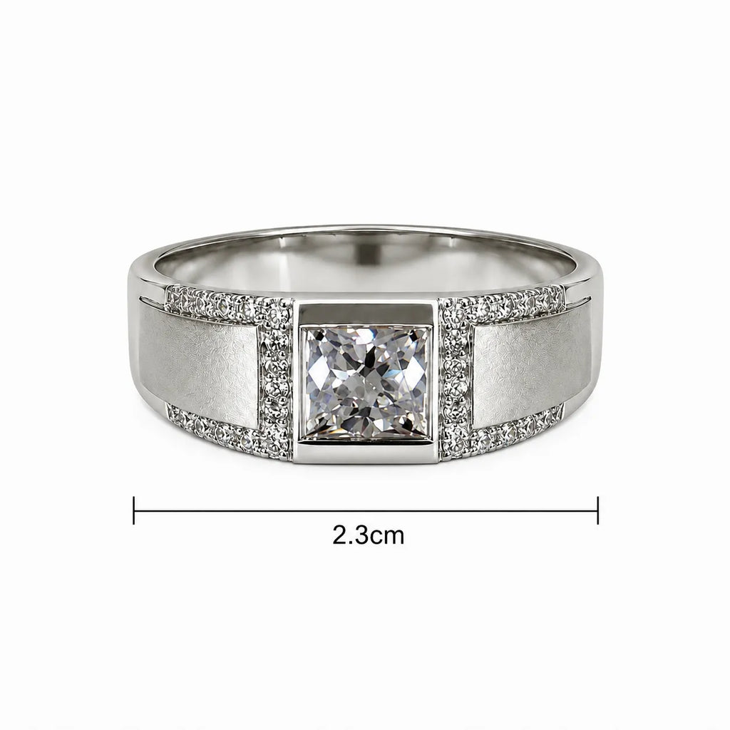 Marvel Silver square solitaire stone silver ring for men with 2.3 cm size