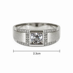 Marvel Silver square solitaire stone silver ring for men with 2.3 cm size