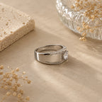 Marvel Silver square solitaire stone silver ring for men with 2.3 cm size