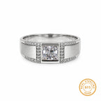 Marvel Silver square solitaire stone silver ring for men with 2.3 cm size
