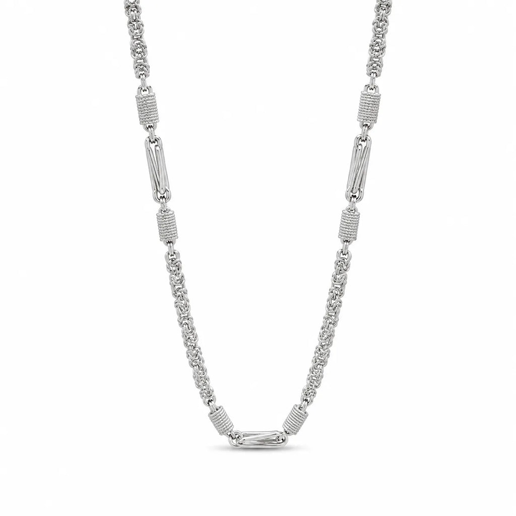 Marvel Silver textured silver link chain for men with interlocked connector design