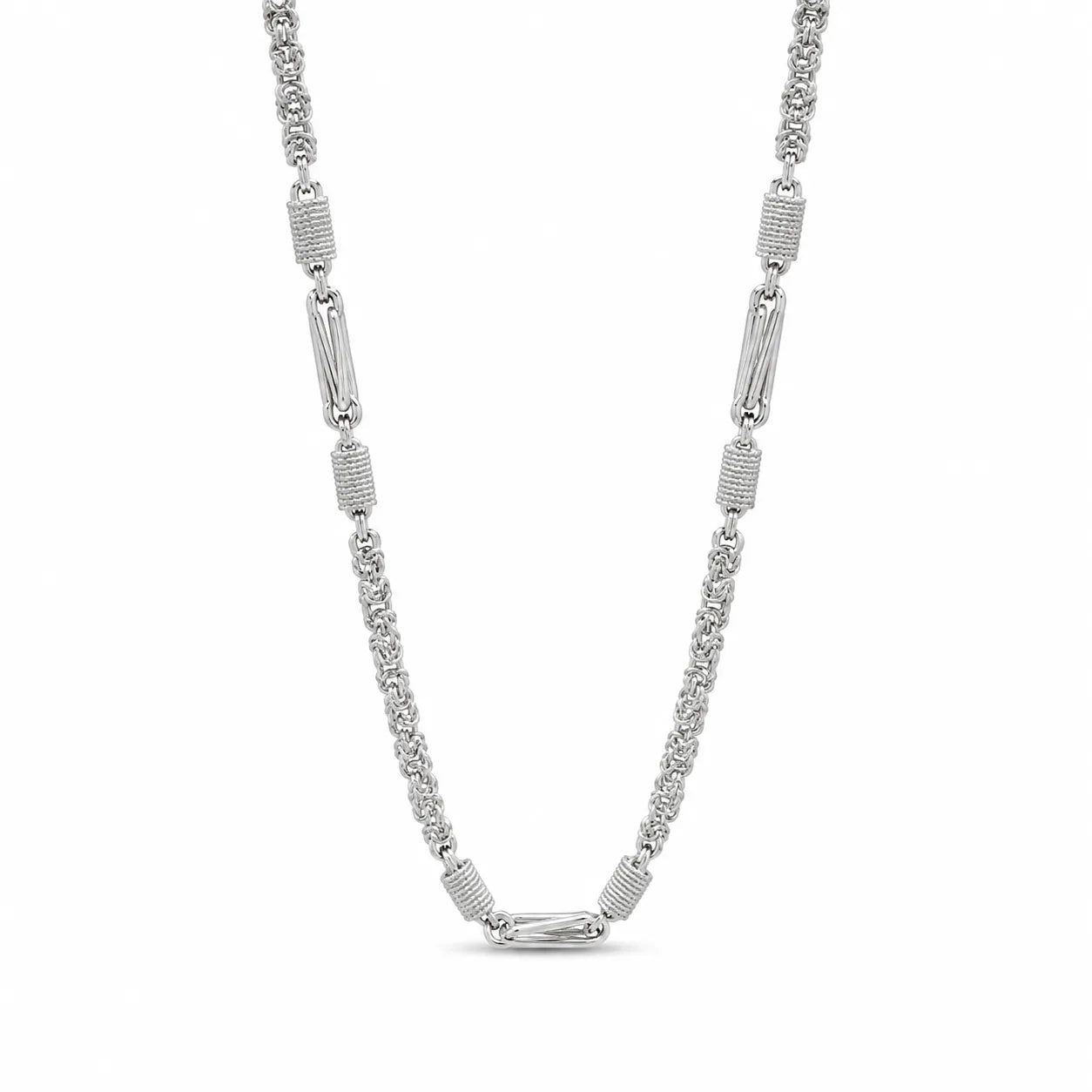 Marvel Silver textured silver link chain for men with interlocked connector design