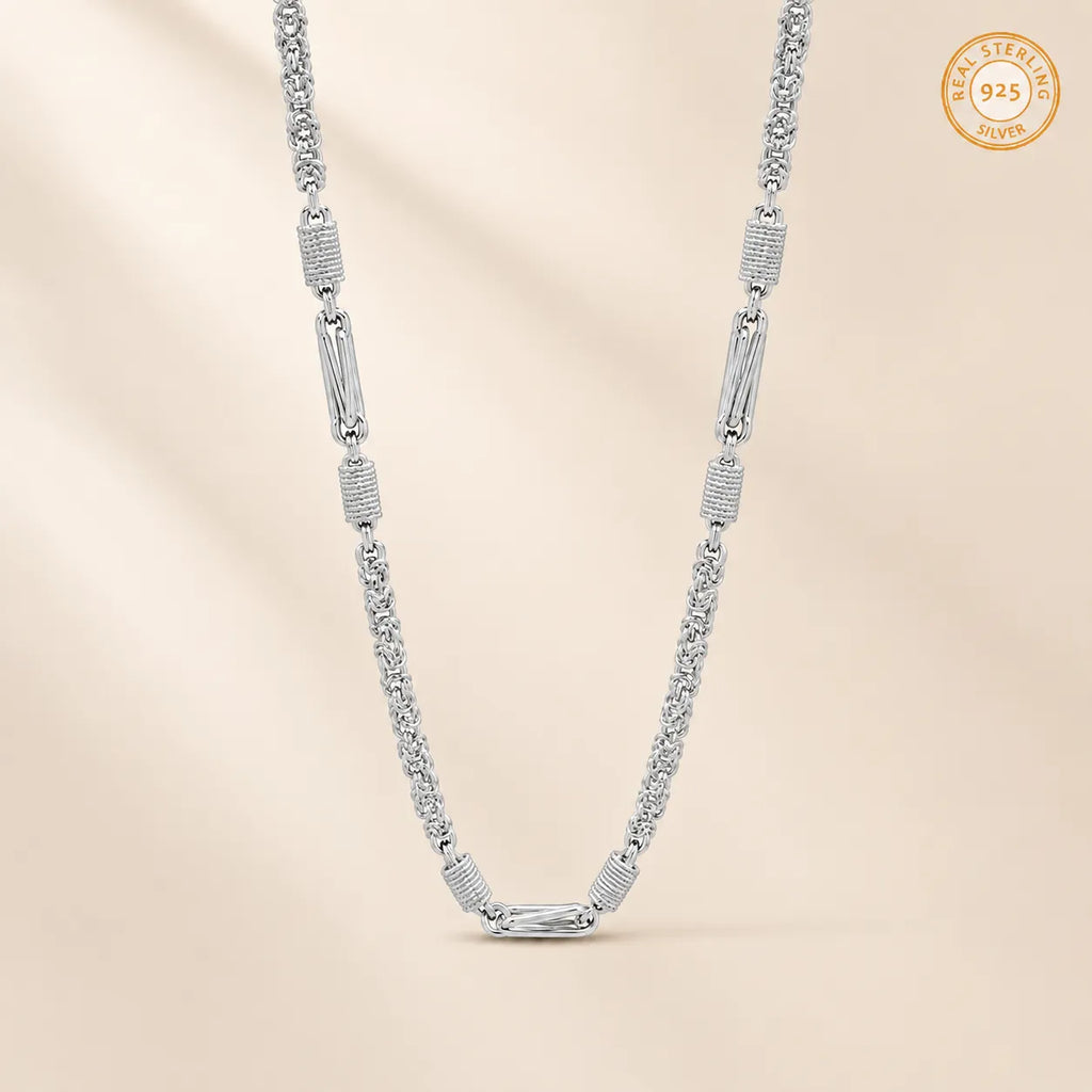 Marvel Silver textured silver link chain for men with interlocked connector design