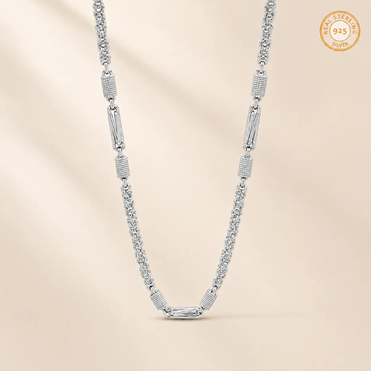 Marvel Silver textured silver link chain for men with interlocked connector design