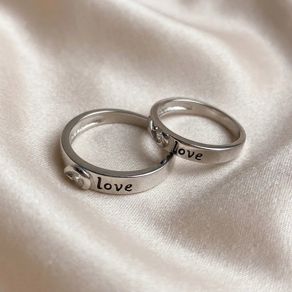 Silver Together Forever Love Couple Rings for Him and Her – Marvel Silver