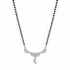 Marvel Silver triple crescent black beads mangalsutra for women with 4 cm pendant