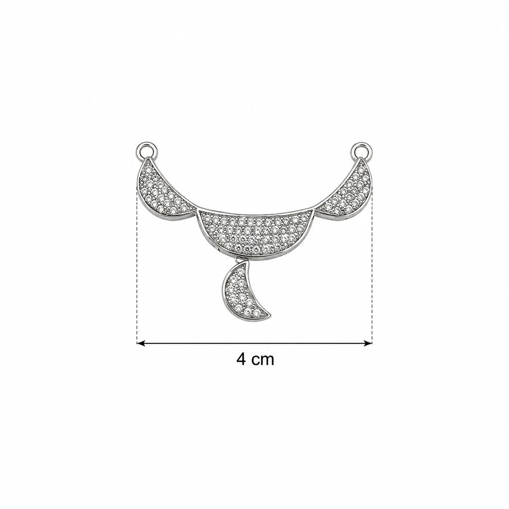 Marvel Silver triple crescent black beads mangalsutra for women with 4 cm pendant