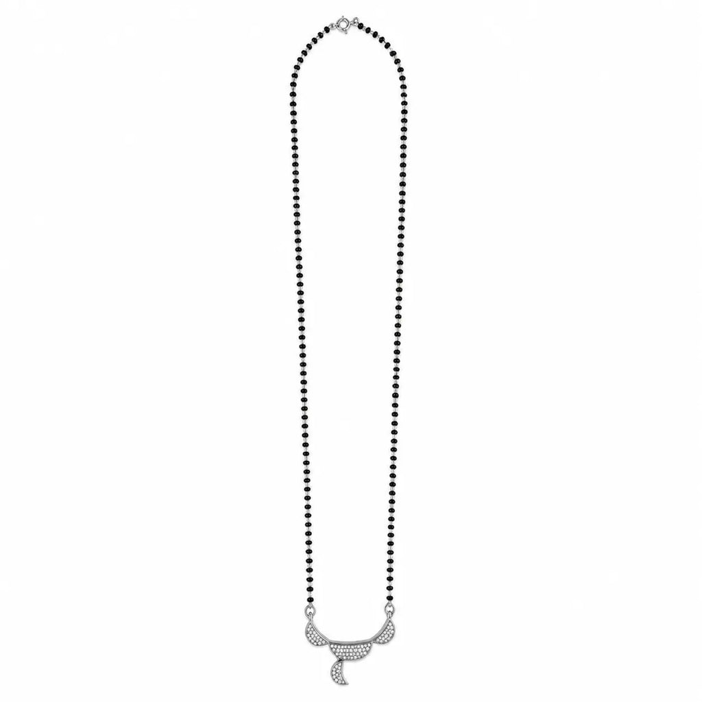 Marvel Silver triple crescent black beads mangalsutra for women with 4 cm pendant