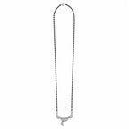 Marvel Silver triple crescent black beads mangalsutra for women with 4 cm pendant