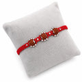 Marvel Silver triple Rudraksha red thread rakhi for brother with silver-tone bead accents
