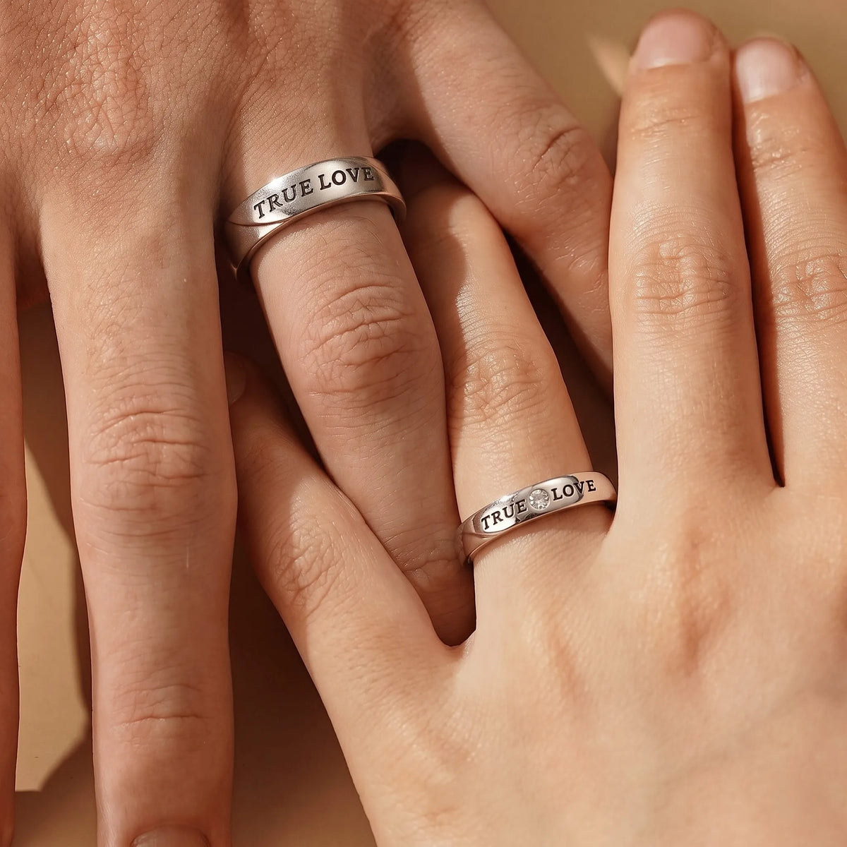 Silver True Love Couple Rings for Him and Her with Stone Detail – Marvel Silver