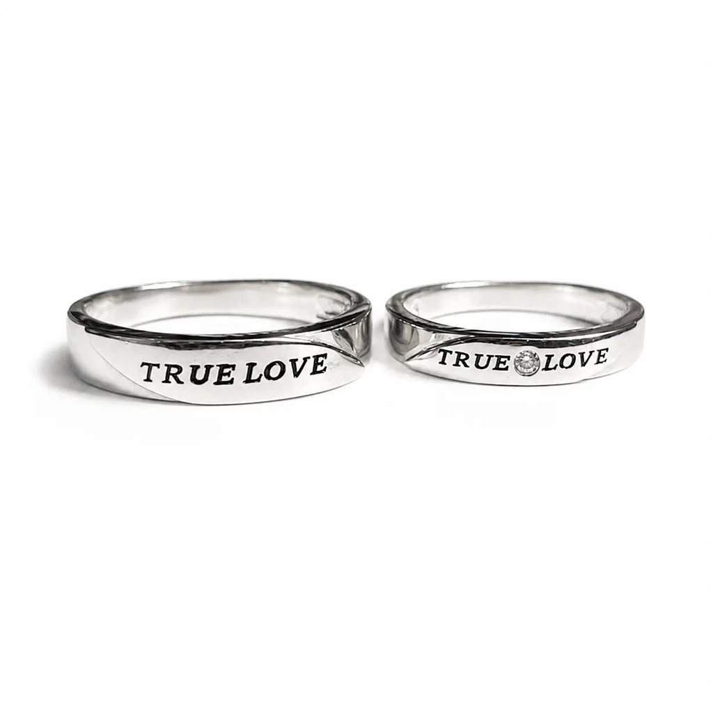 Silver True Love Couple Rings for Him and Her with Stone Detail – Marvel Silver