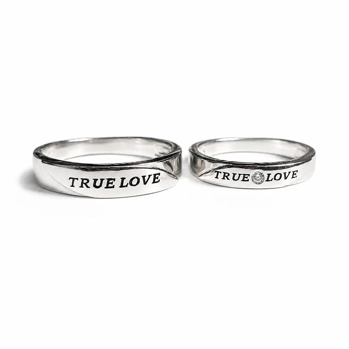 Silver True Love Couple Rings for Him and Her with Stone Detail – Marvel Silver