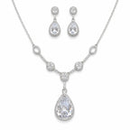 Marvel Silver white stone drop necklace set with matching earrings for women